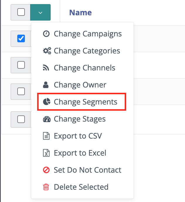 Screenshot showing batch change Segment.