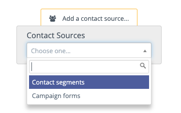 Screenshot of Campaign builder showing Contact sources