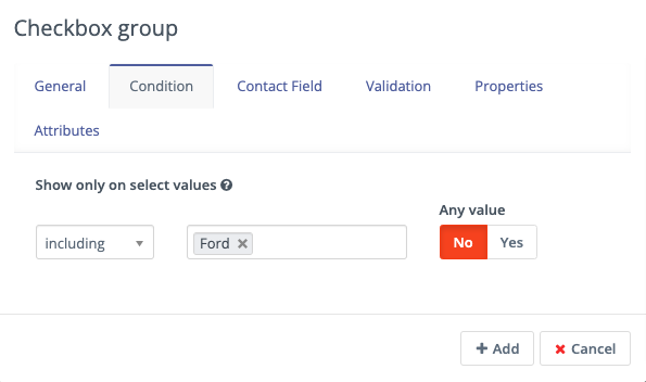 Screenshot showing selection of parent field