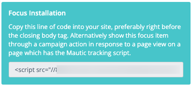 Screenshot showing the Focus Item code to embed within a website.