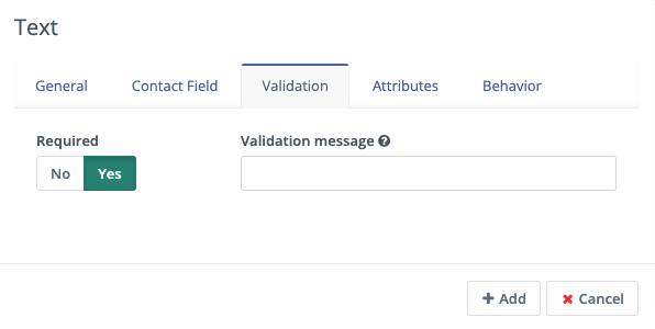 Screenshot showing Form validation