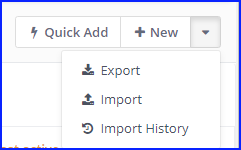 Screenshot of Import history button