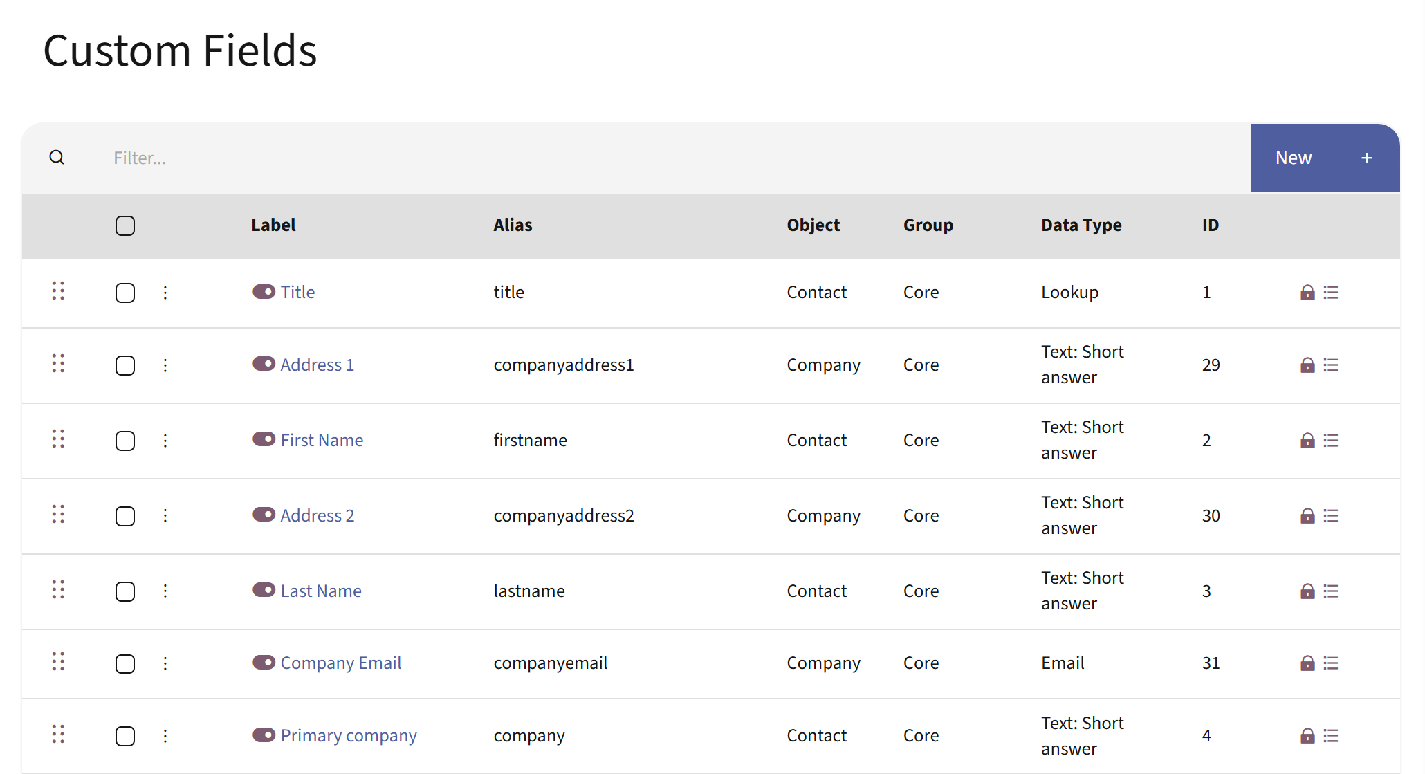Screenshot of Custom Field