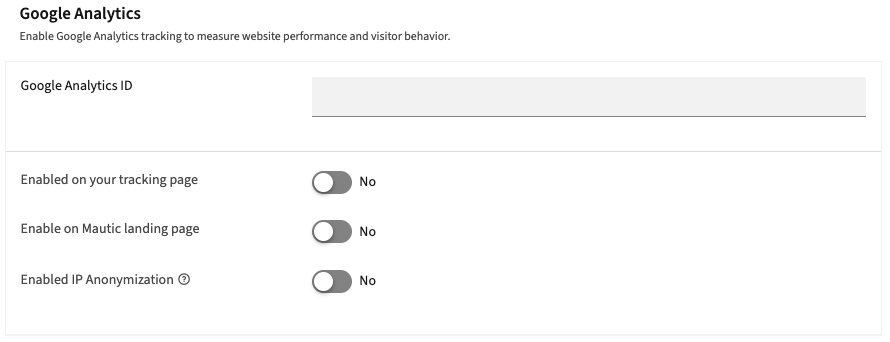 Screenshot showing the option to add your Google Analytics ID